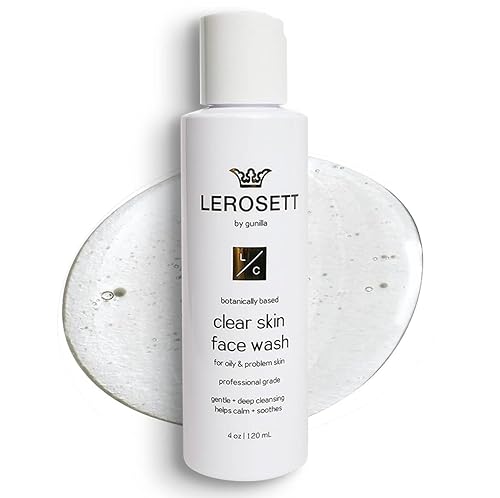 LEROSETT® Clear Skin Face Wash - Gentle Gel Cleanser with 60% Aloe-Rich Botanicals, 4% Glycolic Acid & Vit-E Microbeads - Fights Breakouts, Unclogs