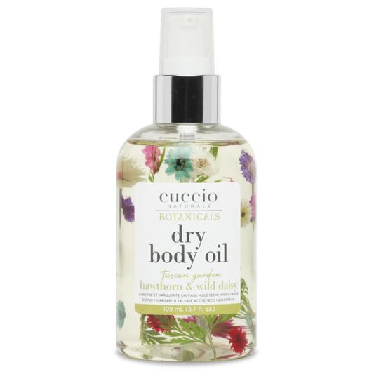 Cuccio Naturale Dry Body Oil - Tuscan Garden Hawthorn & Wild Daisy (3.7 oz) - Real Flower Infused, Fast Absorbing, Non-Greasy Moisturizer for Silky