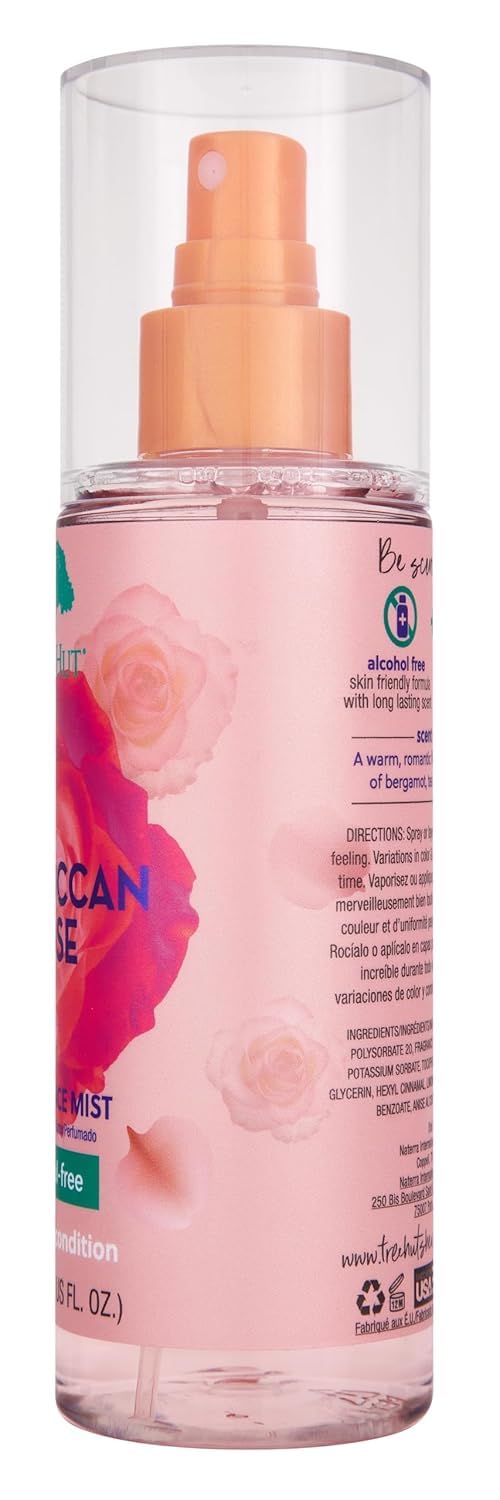 Tree Hut Moroccan Rose Hair & Body Mist, Hydrating & Alcohol-Free Body Spray, Fragrance with Bergamot, Tea Rose & Amber Notes, Alcohol-Free Formula, 6