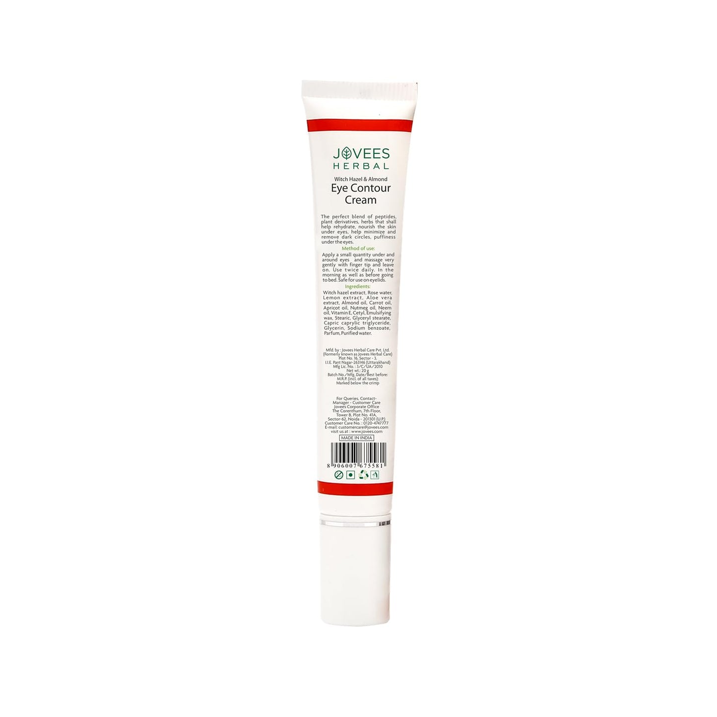 Jovees Eye Contour Cream with Hazel & Almond Remove Dark Circles & Puffiness 20gm by Jovees