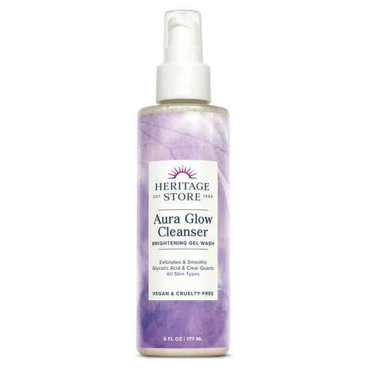 Heritage Store Aura Glow Facial Cleanser, Brightening Wash for a Fresh Glow, All Skin Types, Revitalizing Gel Cleanser Exfoliates & Smooths