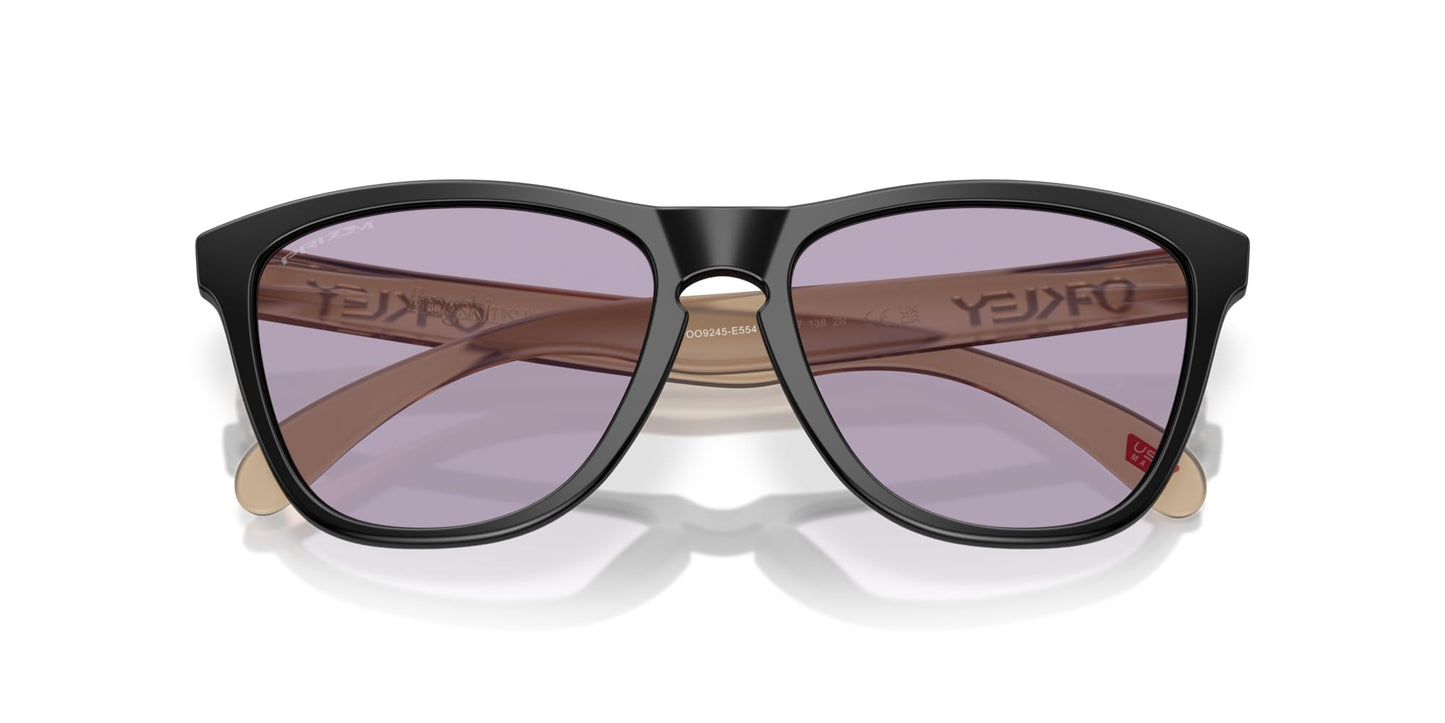 Oakley OO9245 Frogskins Low Bridge Fit Square Sunglasses, Matte Black/Red/Prizm Slate, 54 mm