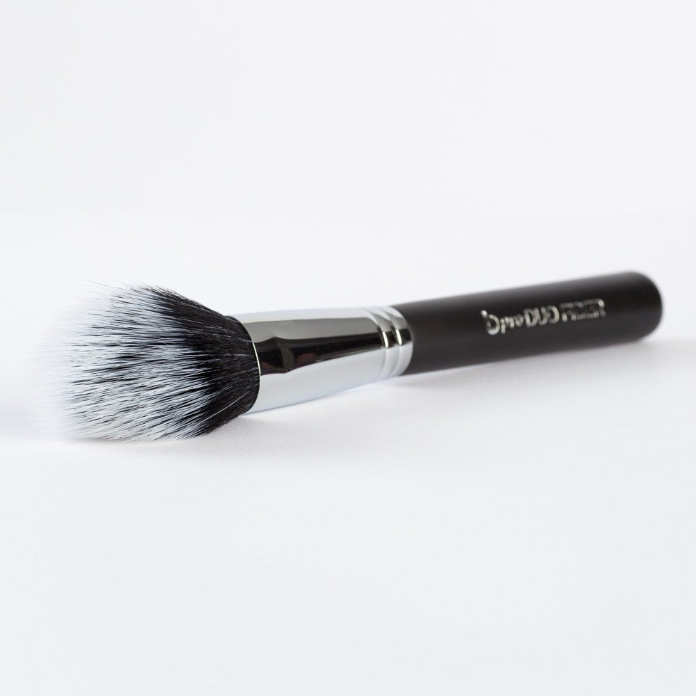Domed Blush Bronzer Brush - Beauty Junkees Duo Fiber Contour Brush for Contouring, Sculpting, Highlighting, Blending, Buffing with Powder Cream Liquid