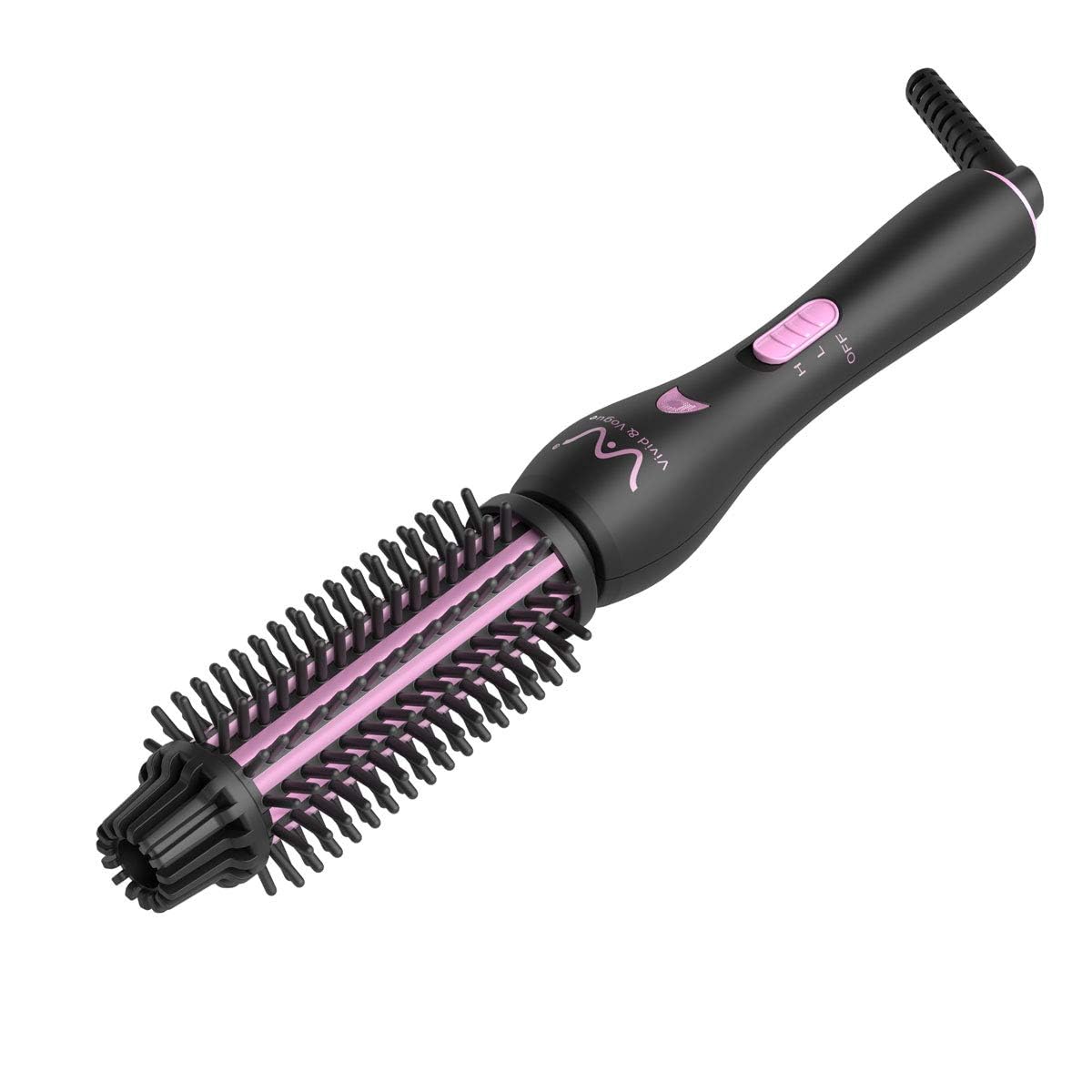2IN1 Hair Brush Iron Professional Ceramic Hair Curling Iron/Straightener,Anti-Scald Nylon Bristles,Negative Ionic Dual Voltage for Travel,Curls