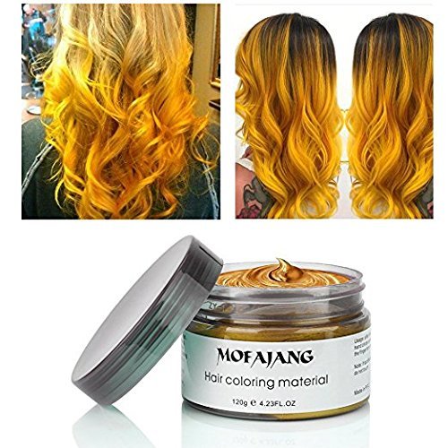 Hair Coloring Wax, Gold Disposable Instant Matte Hairstyle Mud Cream Hair Pomades for Kids Men Women to Cosplay Nightclub Masquerade Transformation