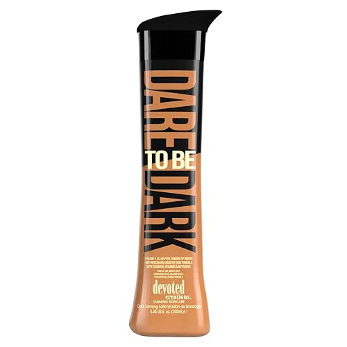 Devoted Creations Dare to be Dark Tanning Lotion - Creamy and Clear Pure Tanning Optimizer, Anti-Reddening, Sensitive Skin Formula with Essential