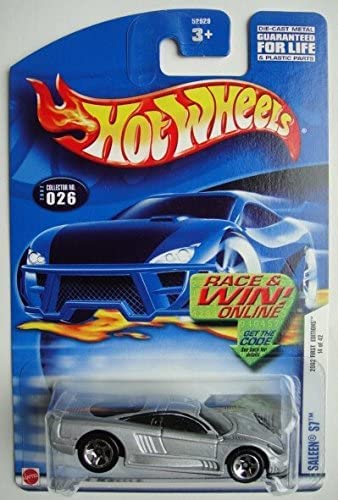 Hot Wheels 2002 FIRST EDITIONS 14 OF 42, SILVER SALEEN S7#26 RACE & WIN CARD 5 SPOKE WHEELS