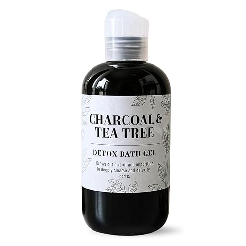 Nature Skin Shop Charcoal & Tea Tree Body Wash, Detoxifying Cleanser for Body Acne, Oily Skin & Clogged Pores, with Organic Ingredients, Sulfate-Free