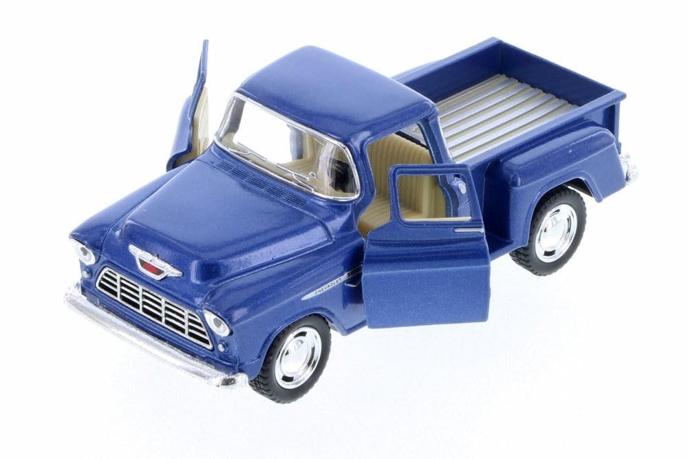 KiNSMART 1955 Chevrolet Stepside Pickup Truck 5 Inch 1:32 Scale Die Cast Metal Little Blue Truck