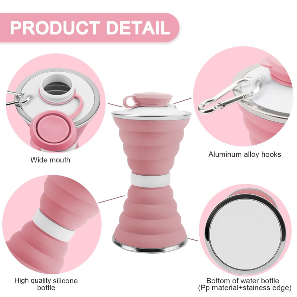 Collapsible Water Bottles, Reuseable Silicone Leak-proof Water Bottle Portable Outdoor Water Bottle for Cycling Camping Hiking Traveling