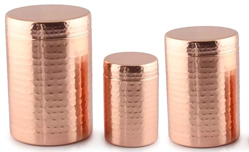 Old Dutch International Hammered Copper Plated 3 pc Canister Set (21791HC)