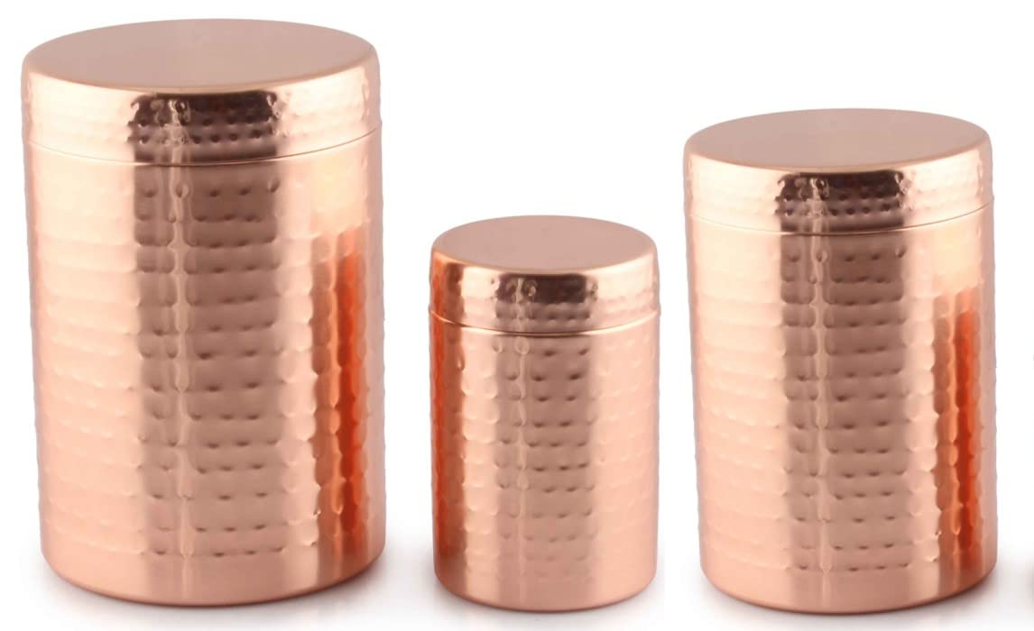 Old Dutch International Hammered Copper Plated 3 pc Canister Set (21791HC)