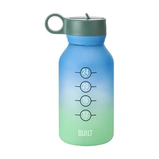 Built 32oz Single-Walled Motivational Bottle with Straw Lid, Sea Glass, Spill Resistant Travel Cup Keep Drinks Cold for Travel