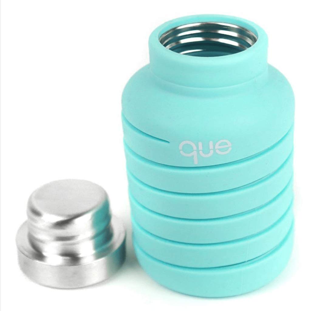 que Bottle | Designed for Travel and Outdoor. Collapsible Water Bottle - Food-Grade Silicone/BPA Free/Lightweight/Eco-Friendly - 20oz (Misty Mint)