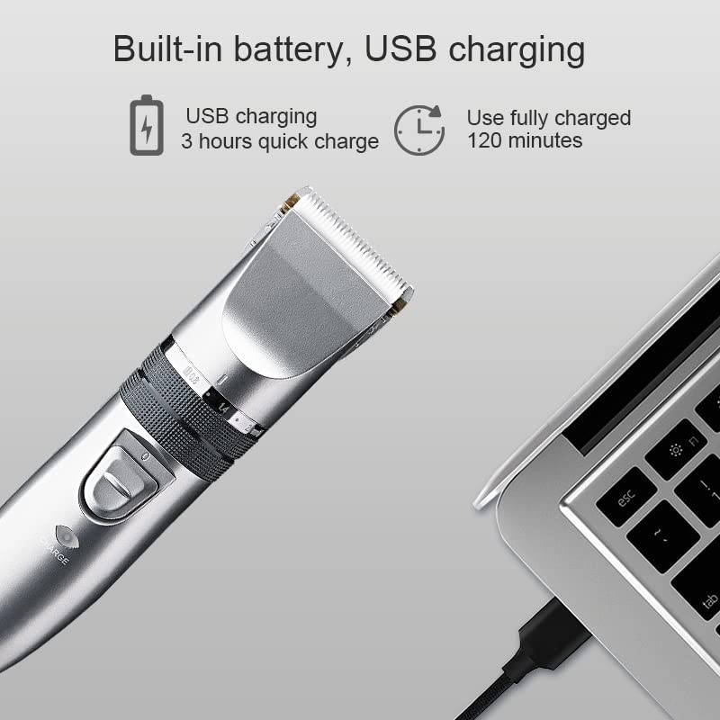 GLESVOWIO Hair Clippers Professional Rechargeable Cordless Men Electric Clipper Beard Trimmer Adjustable Haircut Machine USB Powerful Beauty and Personal Care GLESVOWIO
