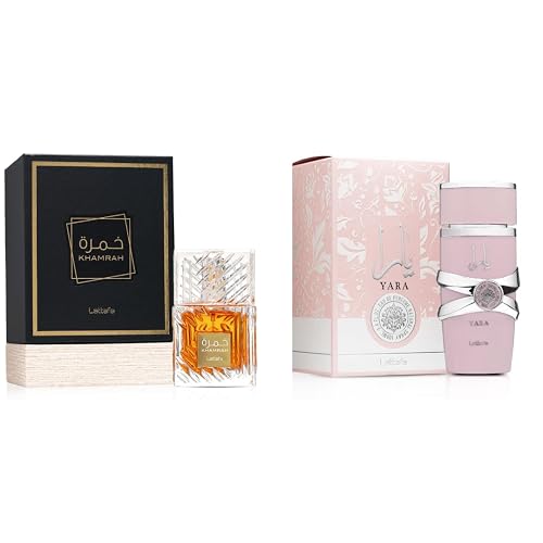 Lattafa Yara & Khamrah Eau De Parfum 100ml Each (3.4 oz) | Long-Lasting Unisex & Women’s Fragrance Set | Arabic Perfume Bundle | Sweet, Spicy &