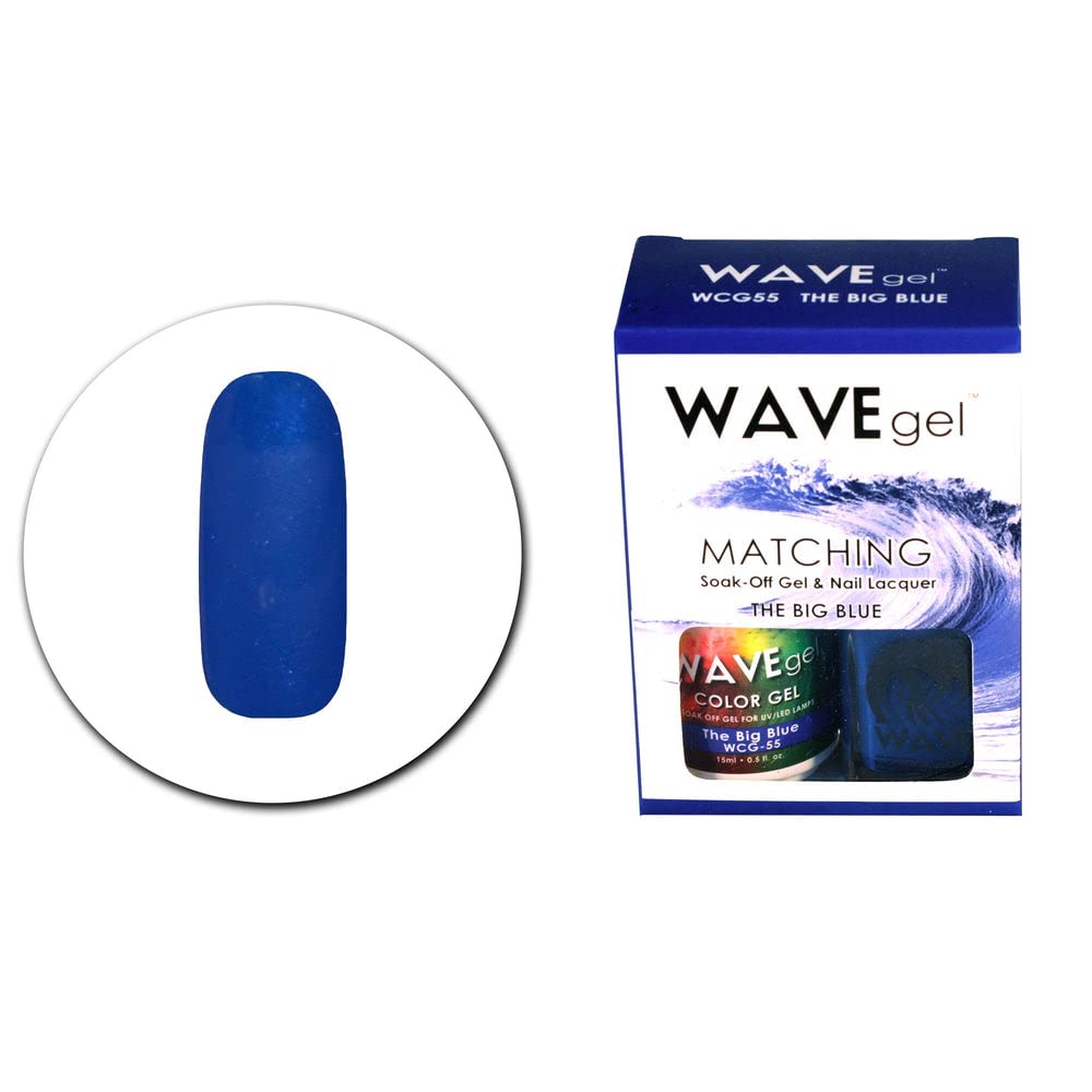 WAVEGEL Soak-0ff Gel & Nail Lacquer Matching Duo Set - The Big Blue - WCG55-55 I 0.5 Oz Beauty & Personal Care WAVE gel