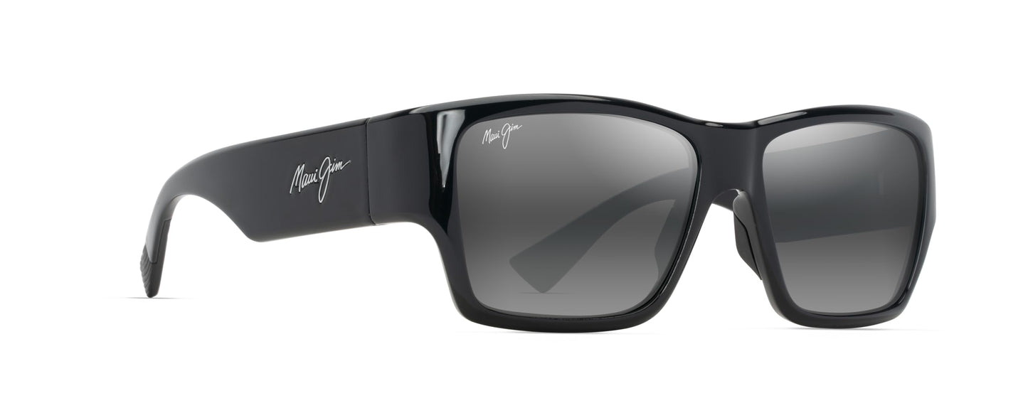 Maui Jim Men's & Women's Kaolu Polarized Square Sunglasses, Shiny Black/Neutral Grey Polarized, Extra large
