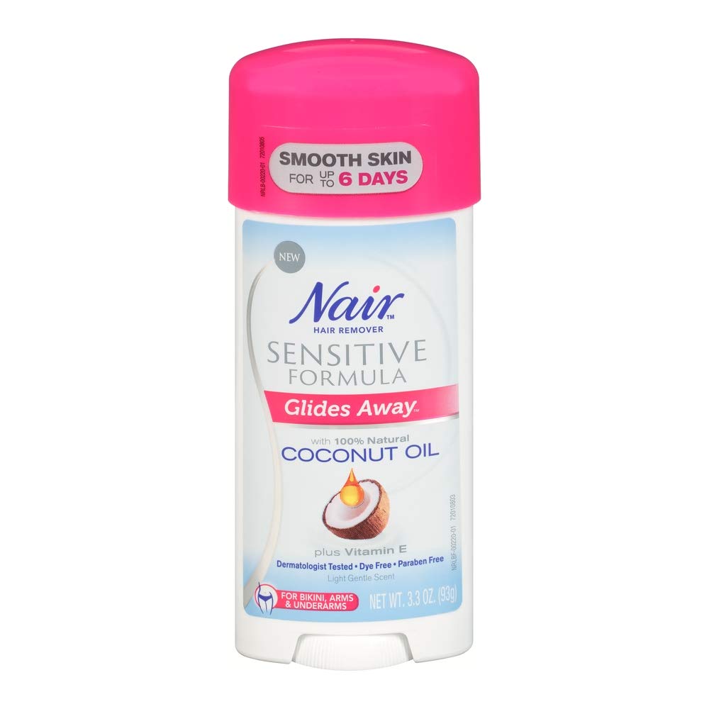 Nair Hair Remover Sensitive Glide Away Coconut Oil 3.3 Ounce (Pack of 3)