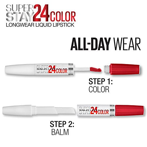 Maybelline Super Stay 24, 2-Step Liquid Lipstick Makeup, Long Lasting Highly Pigmented Color with Moisturizing Balm, Everlasting Wine