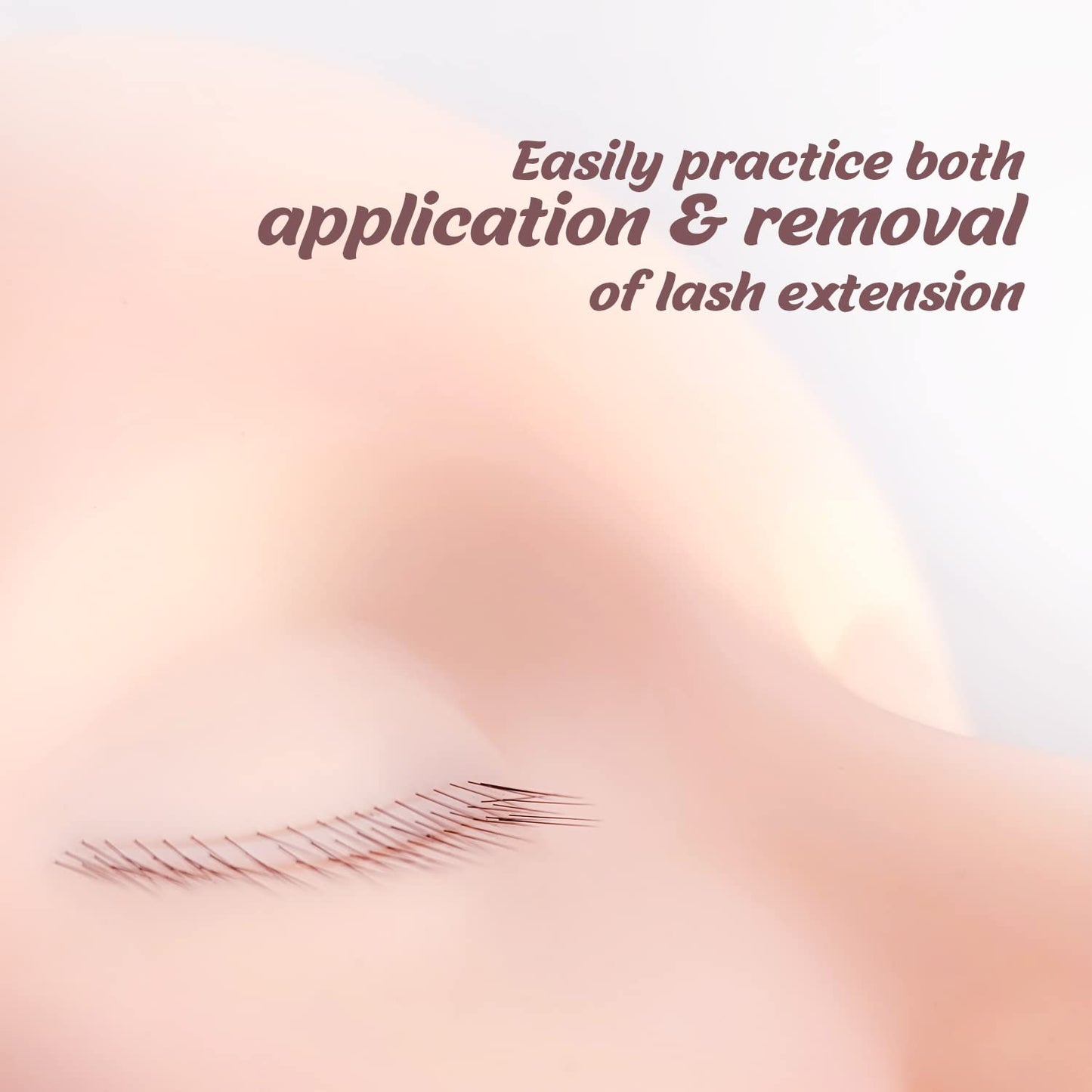 Amber Lash Mannequin Head With Embedded Layered eyelashes, For Lash Extension and Permanent Makeup Practice, With Reusable Multi-Layered Lashes