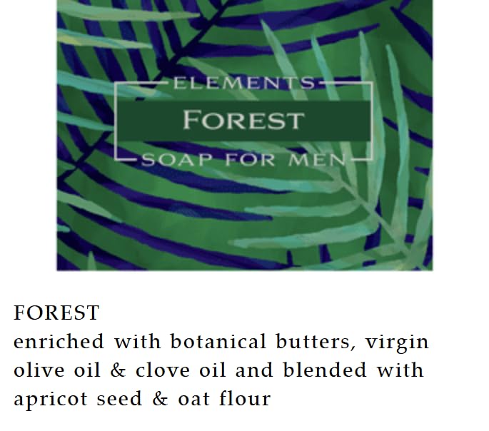 Greenwich Bay Trading Co. Forest Elements Soap For Men, 8.6 oz Bars, Set of 2, Enriched with Botanical Butters and Virgin Olive Oil