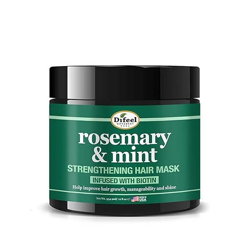 Difeel Rosemary and Mint Strengthening Hair growth Mask with Natural Rosemary Oil and Biotin 12 oz.