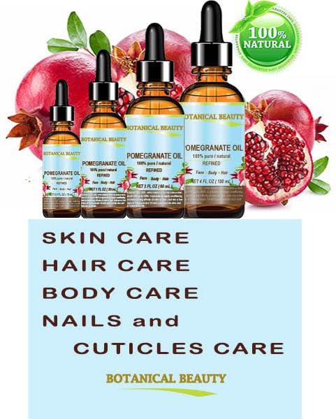 Botanical Beauty POMEGRANATE OIL 100% Pure Natural Refined Cold-pressed Carrier oil 1 Fl oz 30 ml for Face, Skin, Body, Hair, Lip, Nails. Rich in