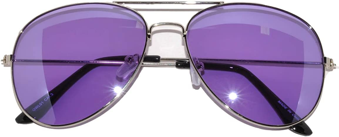 Aviator Sunglasses Purple Gradient Lens Silver Metal Frame Ladies