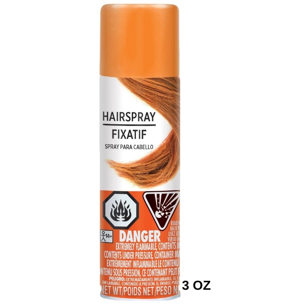 Vibrant Orange Hair Spray Color - 3 oz. (1 Count) - Instantly Transforms Your Look, Ideal for Parties & Cosplay