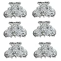 JCGY Set of 6 Mini Hair Claws Silvery White Trim Sparkly White Crystals Bridal Claw Clips 6-1-6