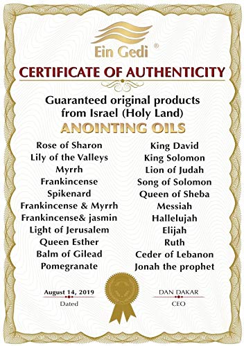 Ein Gedi Anointing Oil 100 ml - 3.4fl oz Blessing From Jerusalem Made In Holyland For Prayer And Blessings Scented With Oils Of The Bible