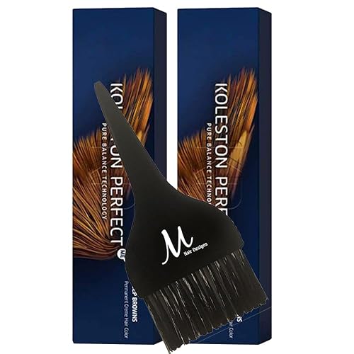 Koleston Perfect ME+ 6/7 Dark Blonde/Brown Permanent Hair Color Creme 2 Ounce (Pack of 2) With Tint Brush - Long-Lasting Gray Coverage - Use