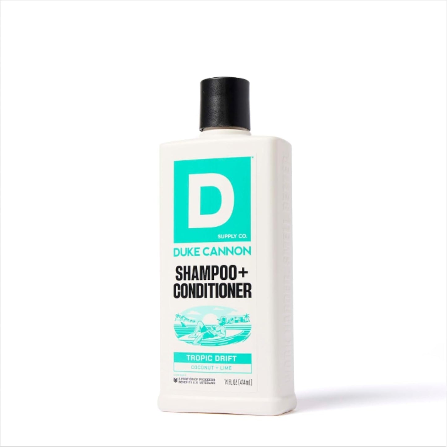 Duke Cannon Supply Co. Tropic Drift 2-in-1 Shampoo and Conditioner for Men - 14 fl oz - Coconut + Lime Scent - Made with Tea Tree Oil & Menthol