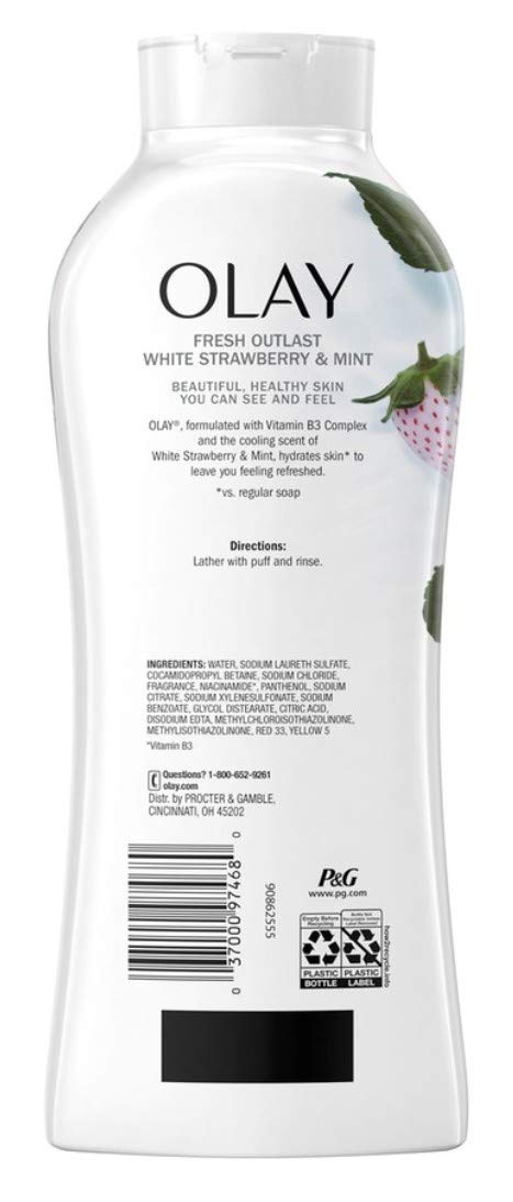 Olay Body Wash Fresh Cooling Strawberry & Mint 22 Ounce (650ml) (3 Pack)3