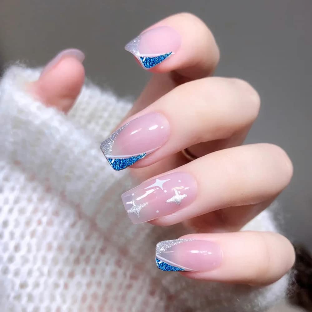 French Nail Art Sticker, 3D Self-Adhesive French Nail Decals Tips V Shape Nail Guides for Manicure DIY Nail Decoration (8Sheets)