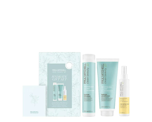 Paul Mitchell Clean Beauty Hydrate Gift Set, Shampoo, Conditioner + Heat Protectant, For Dry Hair