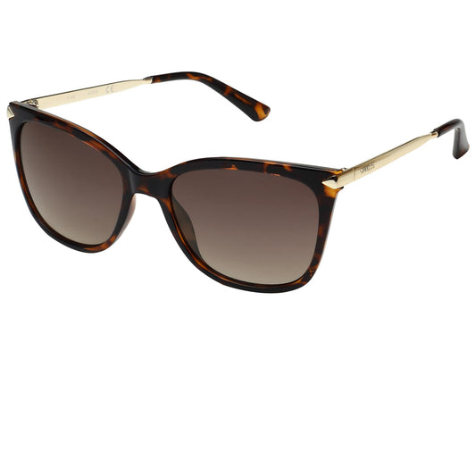 GUESS Women's Gu7483 Cat Eye Sunglasses, Dark Havana & Brown Mirror, 56 mm + 0