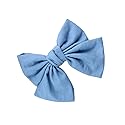 Blue Denim Hair Clip Pin Bow Girls Blue Jeans HairClip Girls Large Bows HairPin BW01 (Light Blue)