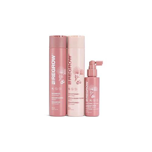 Regrow Hair RegrowthTreatment For Women. Full Set Shampoo, Conditioner & Hair Tonic, For Thicker Fuller Hair, With Caffeine Biotin & Niacinamide