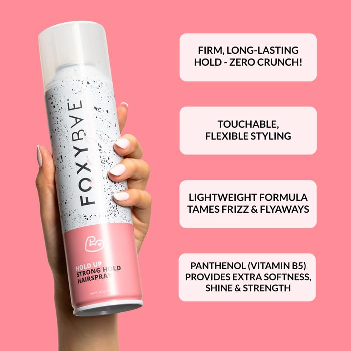 FoxyBae Hair Spray for Women - Volumizing Styling Hairspray - Flexible, Frizz Control, Thickening - Strong Hold - 8 Fl Oz