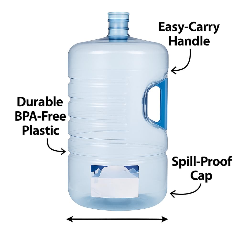 TIMPHO 5 Gallon Stackable Water Bottle - 640oz Reusable BPA-Free Jug with Easy-Grip Handle, Durable Design, Ideal for Home, Outdoor, or Emergency Use
