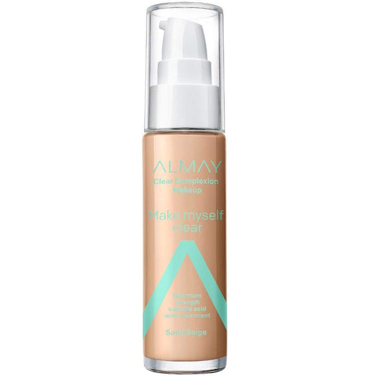 Almay Clear Complexion Makeup, Hypoallergenic, Cruelty Free, -Fragrance Free, Dermatologist Tested Foundation, Sand Beige 1oz