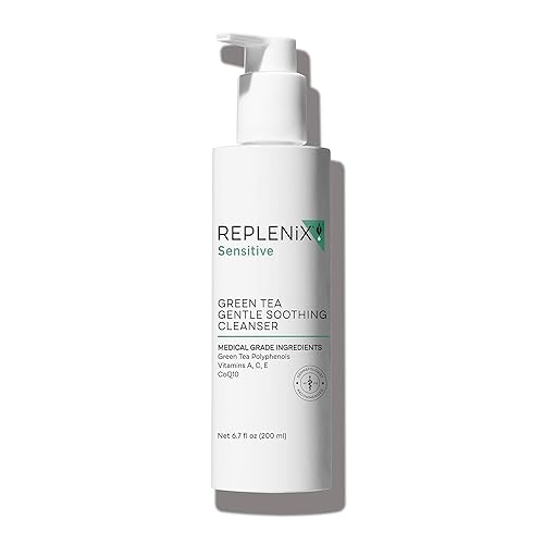 Replenix Green Tea Gentle Soothing Facial Cleanser, Medical-Grade Sensitive Skin Face Wash, Now with New & Improved Packaging (6.7 fl. oz)