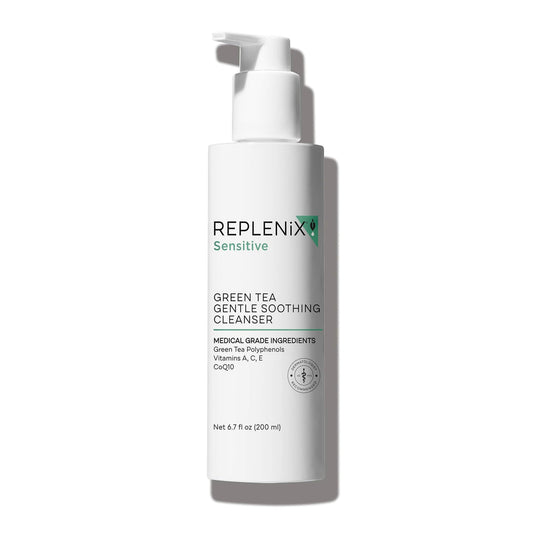 Replenix Green Tea Gentle Soothing Facial Cleanser, Medical-Grade Sensitive Skin Face Wash, Now with New & Improved Packaging (6.7 fl. oz)
