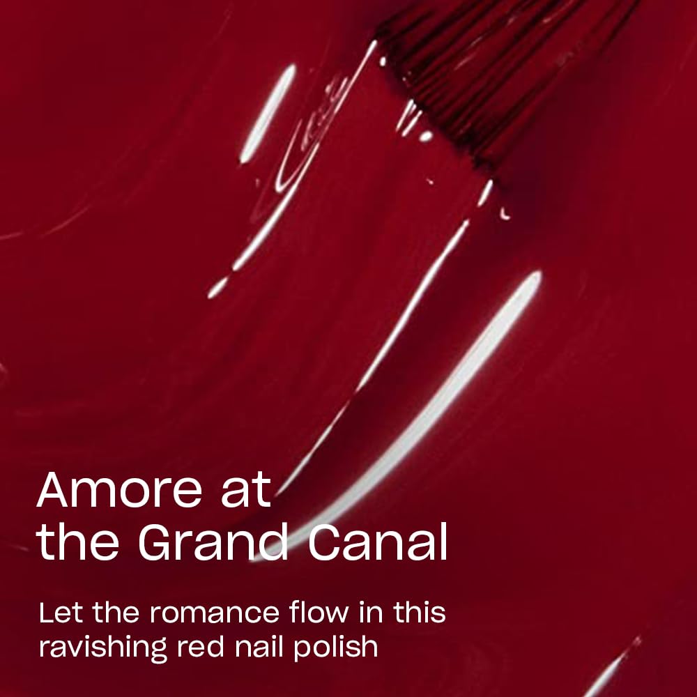 OPI Nail Lacquer Amore at the Grand Canal | Opaque Bright Red Crème Chip Resistant Nail Polish | Fast Drying, Streak Free