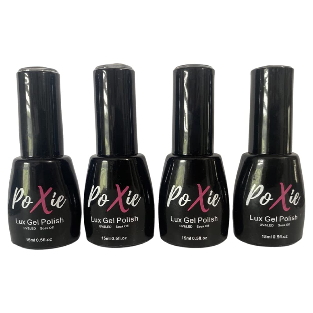 Poxie Nails Essentials 4 Pack Clear and Milky White 4-in-1 Base and UV and Matte Top Coats Beauty & Personal Care Poxie Creations
