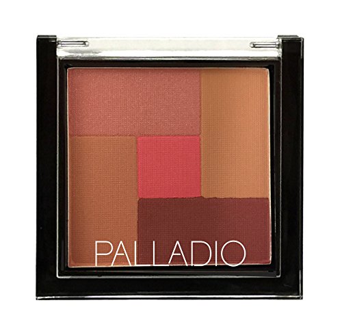 Palladio 2-In-1 Mosaic Blush and Bronzer, Silky Smooth Face Makeup Pressed Powder, Five Color Hues from Shimmering Pinks to Golden Browns, Rich