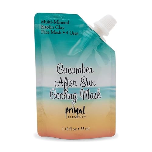 Primal Elements Face Mask, Clay Mud Facial Treatment, Multi-Use Package, 1.18 oz - Cucumber After Sun