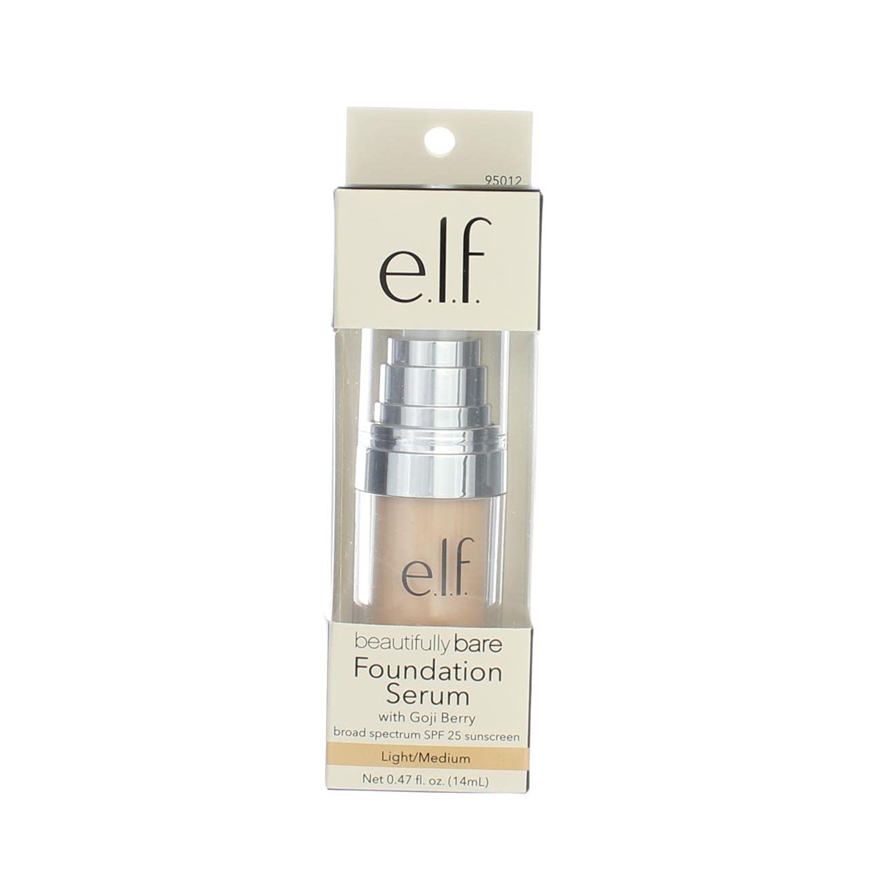 e.l.f. Cosmetics, Beautifully Bare Foundation Serum, Broad Spectrum SPF 25 Sunscreen, Light/Medium, 0.47 fl oz